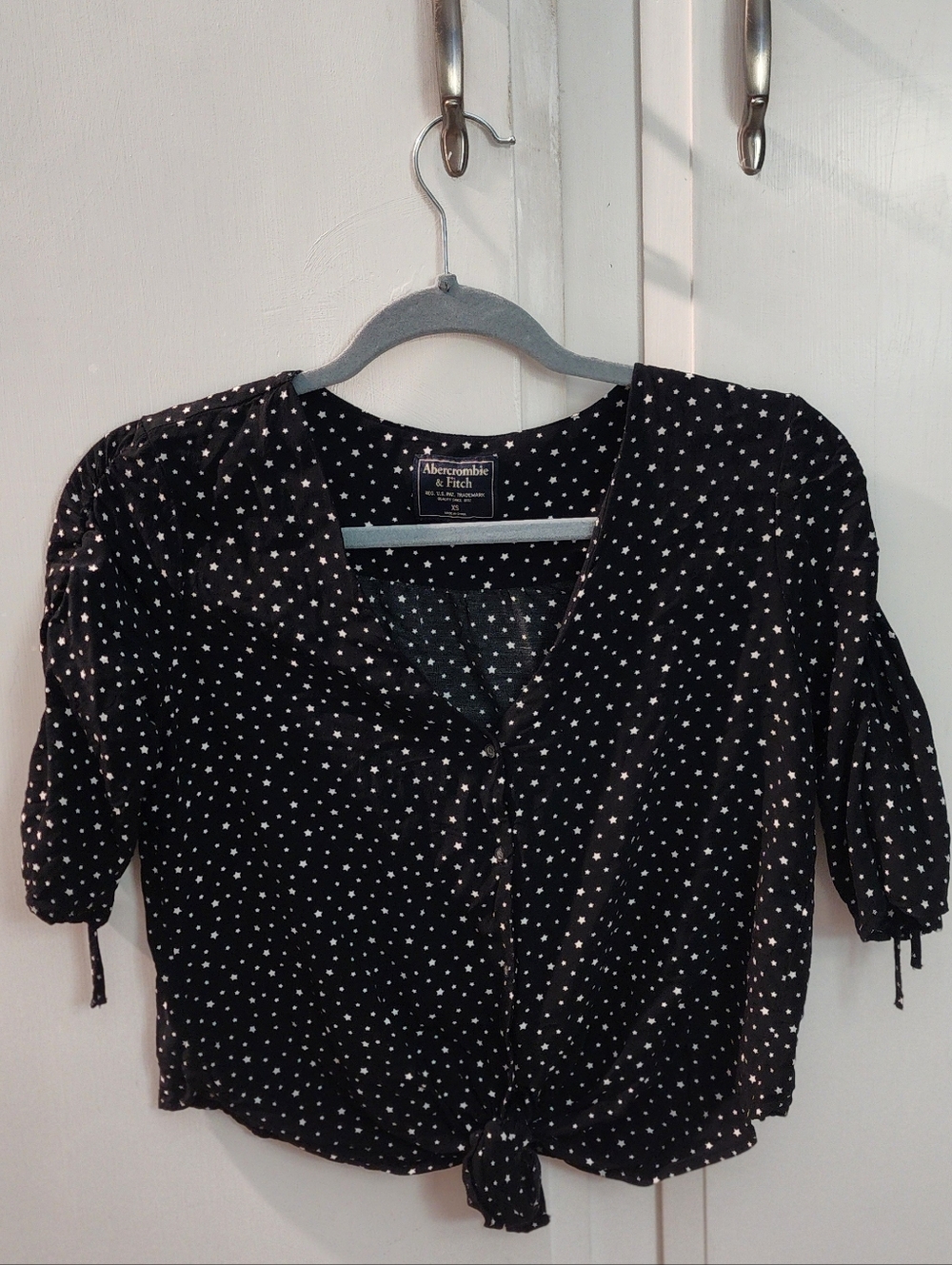 Abercrombie & Fitch Black Blouse With Stars Crop Top Size XS